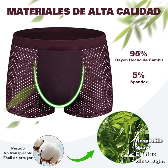 Calzoncillos Bóxer Transpirable de fibra de bambú premium: 🚨COMPRA 4 Y LLÉVATE 8 PAGO CONTRA ENTREGA